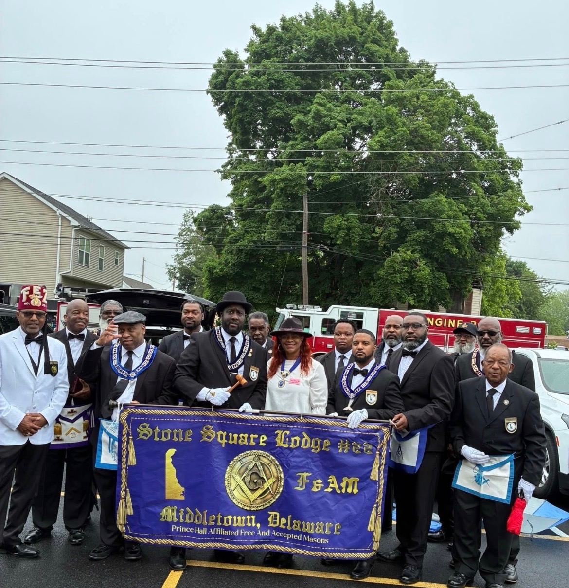 Brothers of Stone Square Lodge No. 22 carrying the Lodge banner in the Middletown Memorial Day Parade